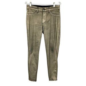 Vizcaino Bronze Metallic Coated Cigarette Skinny Jeans size 29